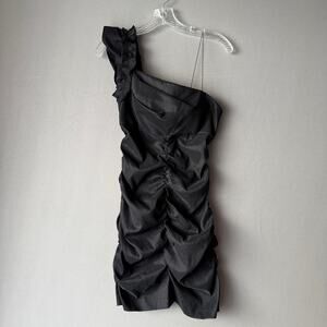 Adrianna Papell Hailey Logan sz M black one‎ shoulder dress